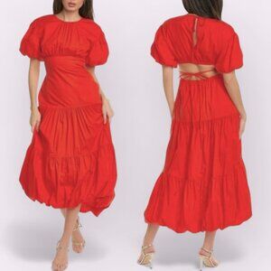 Cinq A Sept‎ Size 10 Red Bubble Hem Midi Dress